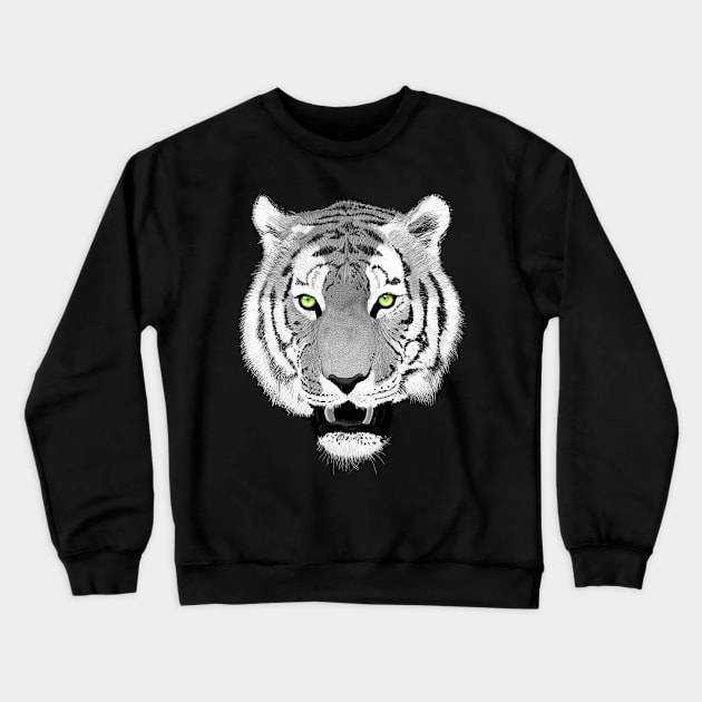 Tiger Face Wildlife Art Crewneck Sweatshirt by macdonaldcreativestudios